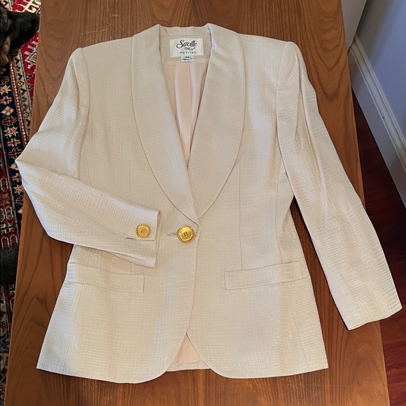 NWT Saville Suit Skirt & Blazer Classic Business Style Beige/Cream 6P Vintage - Picture 4 of 16